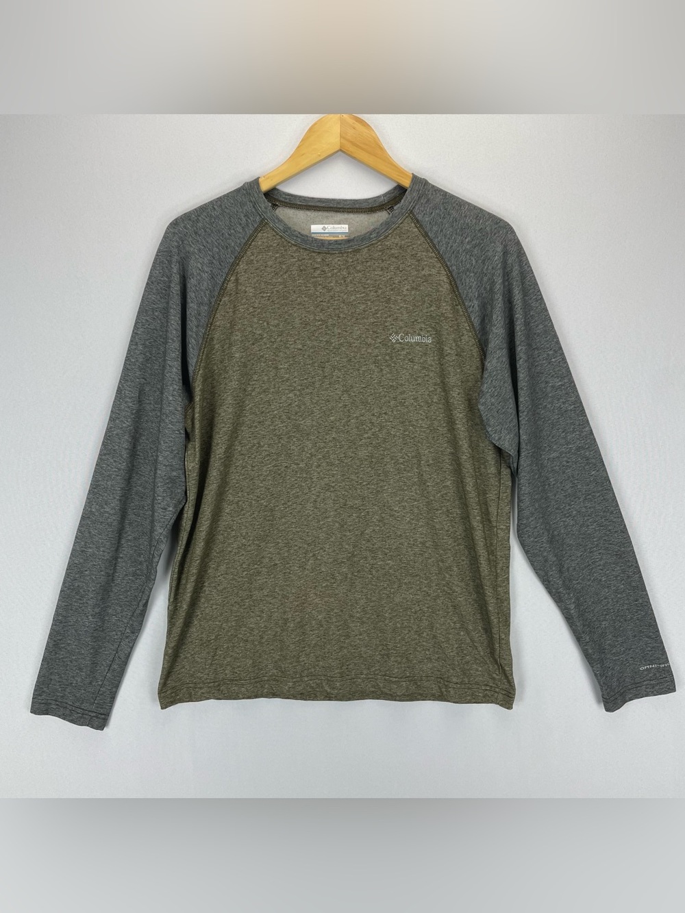 Columbia Omni-Wick Thistledown Park Raglan Long Sleeve Shirt Olive Green Men’s M